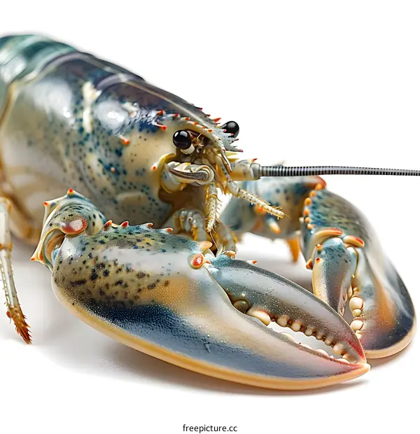 Blue Lobster on White Background