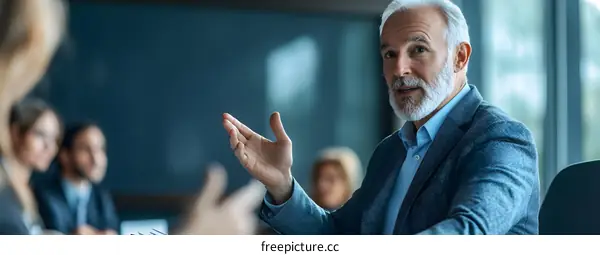 Businessman Leading A Discussion In A Meeting