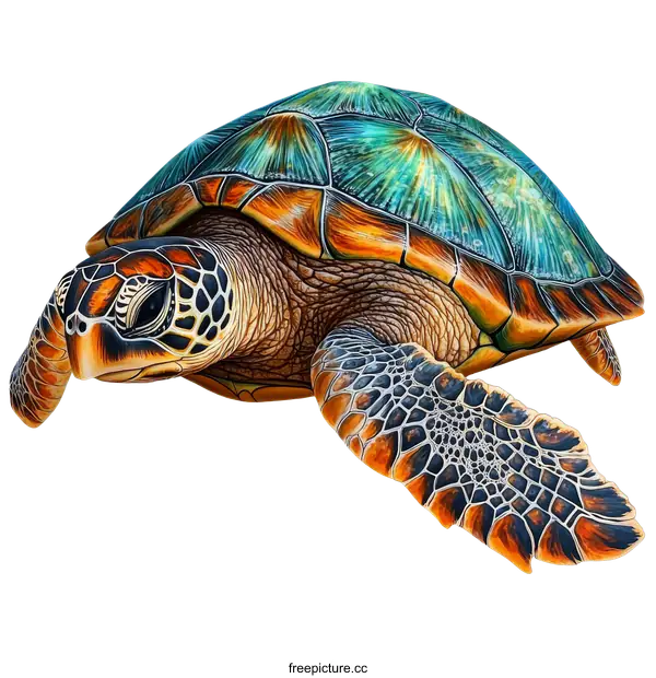 [Transparent Background PNG]Colorful Sea Turtle Illustration