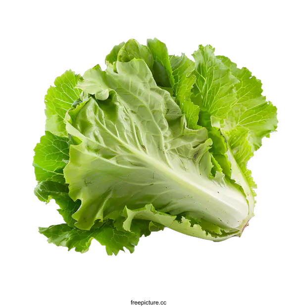 [Transparent Background PNG]Fresh Green Lettuce Leaves Isolated on White Background