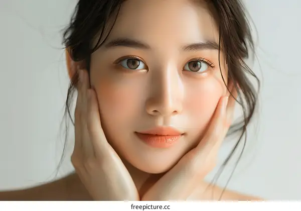 Close Up Portrait of Asian Woman with Soft Skin