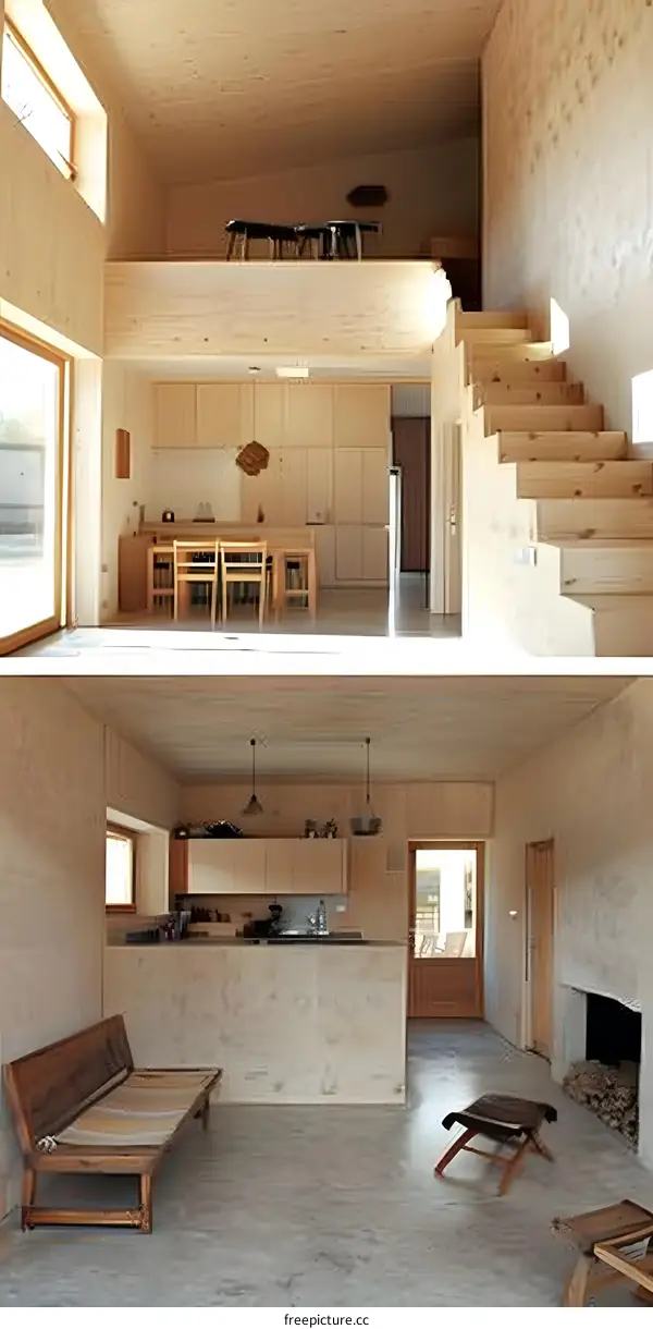 Modern Wooden Interior Design Home Loft