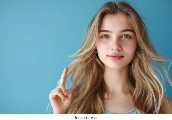 Portrait of a beautiful blonde woman with blue eyes