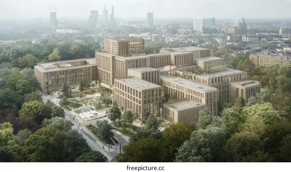 Modern Business Architecture Complex with Urban Environment