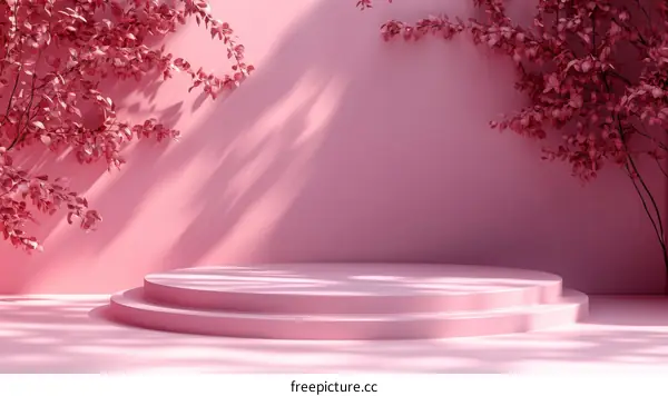 Pink Minimalist Product Display with Floral Elements