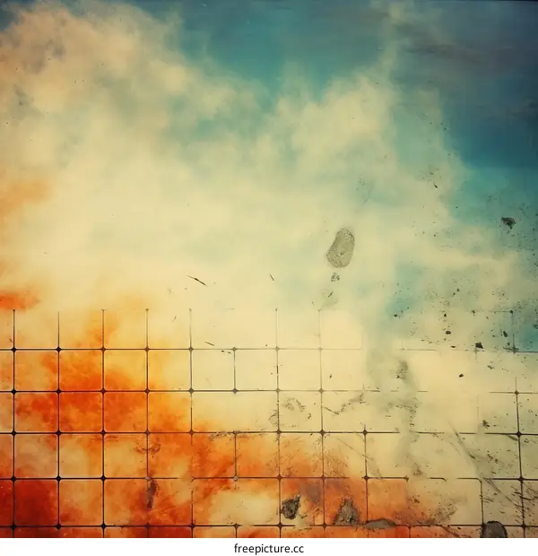 Grunge texture with a grid pattern in warm colors