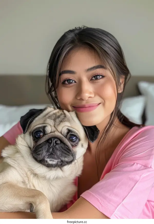 pug and girl