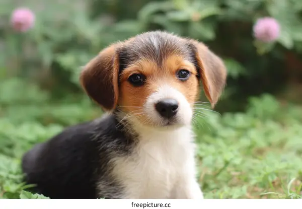 Cute Beagle Puppy in a Garden Setting