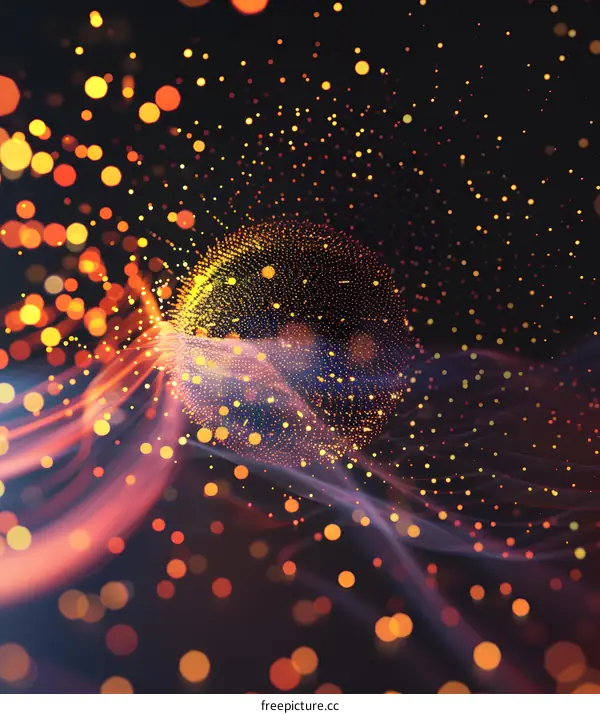 Abstract Digital Sphere with Bokeh Lights