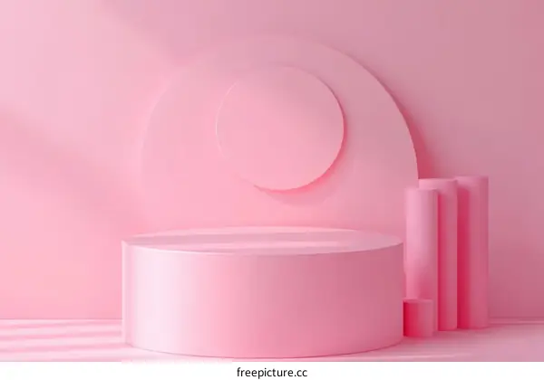 Pink Geometric Display Podium