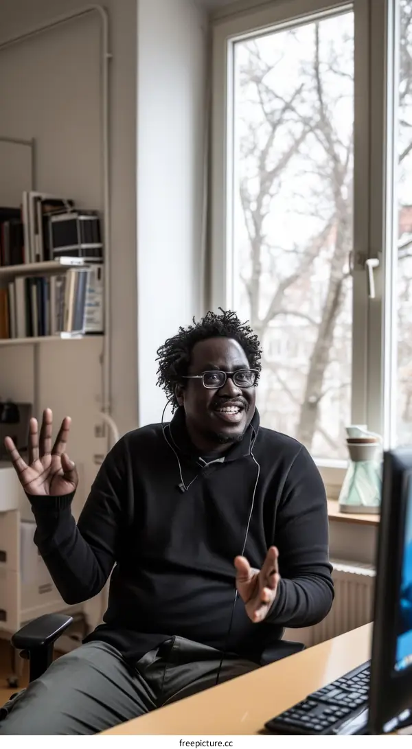 Black man talking to the camera