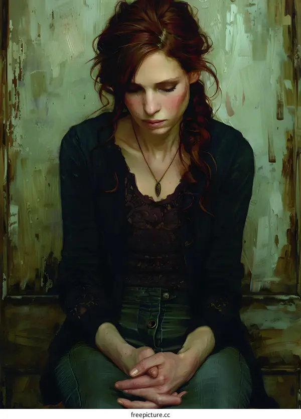 Portrait of a young woman with red hair