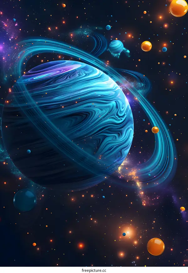 Exoplanet with rings in deep space