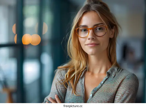 portrait of a young woman wearing glasses