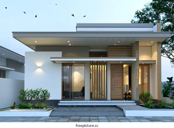 Modern Minimalist House Design with Wooden Accents