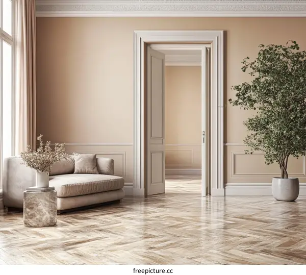 Elegant Beige Living Room Interior Design