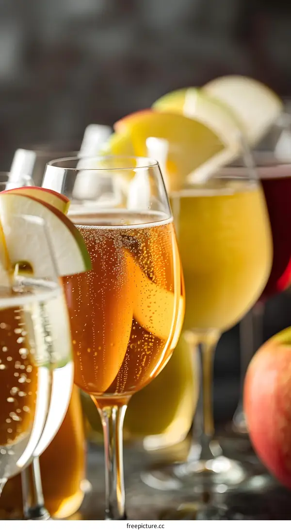 Sparkling Apple Cider with Apple Slices