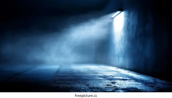 Moody Underground Passageway with Neon Light