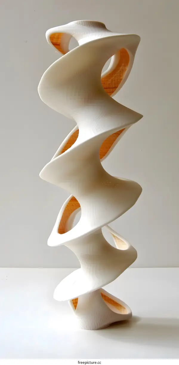 White Abstract Sculpture with Intertwined Layers