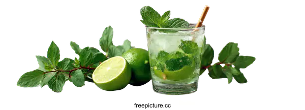 [Transparent Background PNG]Refreshing Mojito with Fresh Mint and Lime