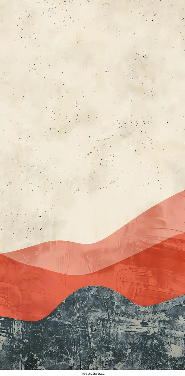 Abstract Red and Gray Wave on Beige Background