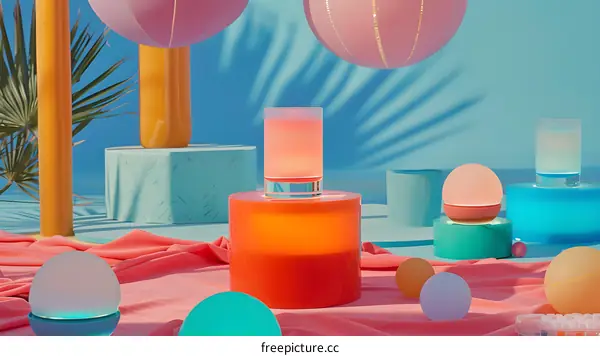 Abstract Colorful Geometric Shapes and Lights