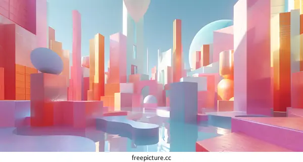 Abstract Cityscape with Pastel Colors