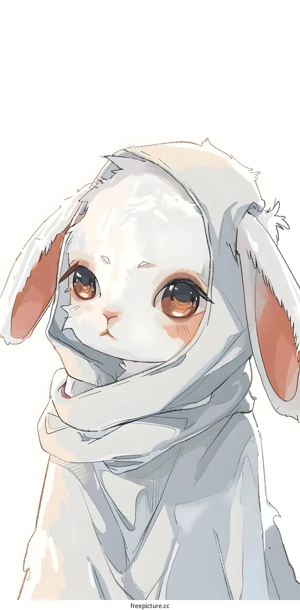 Cute Cartoon Bunny with Big Eyes