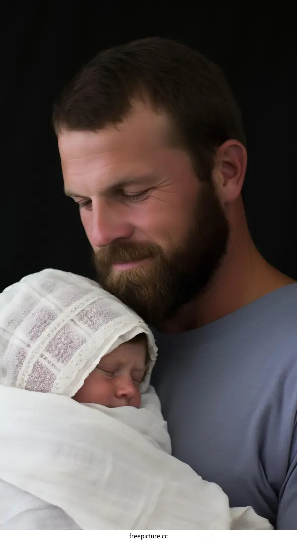 Father and newborn baby