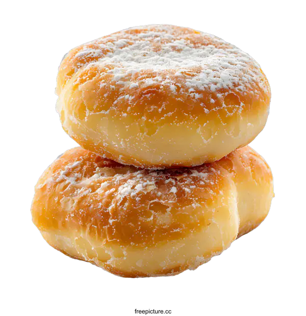 [Transparent Background PNG]Two Donuts Covered in Powdered Sugar
