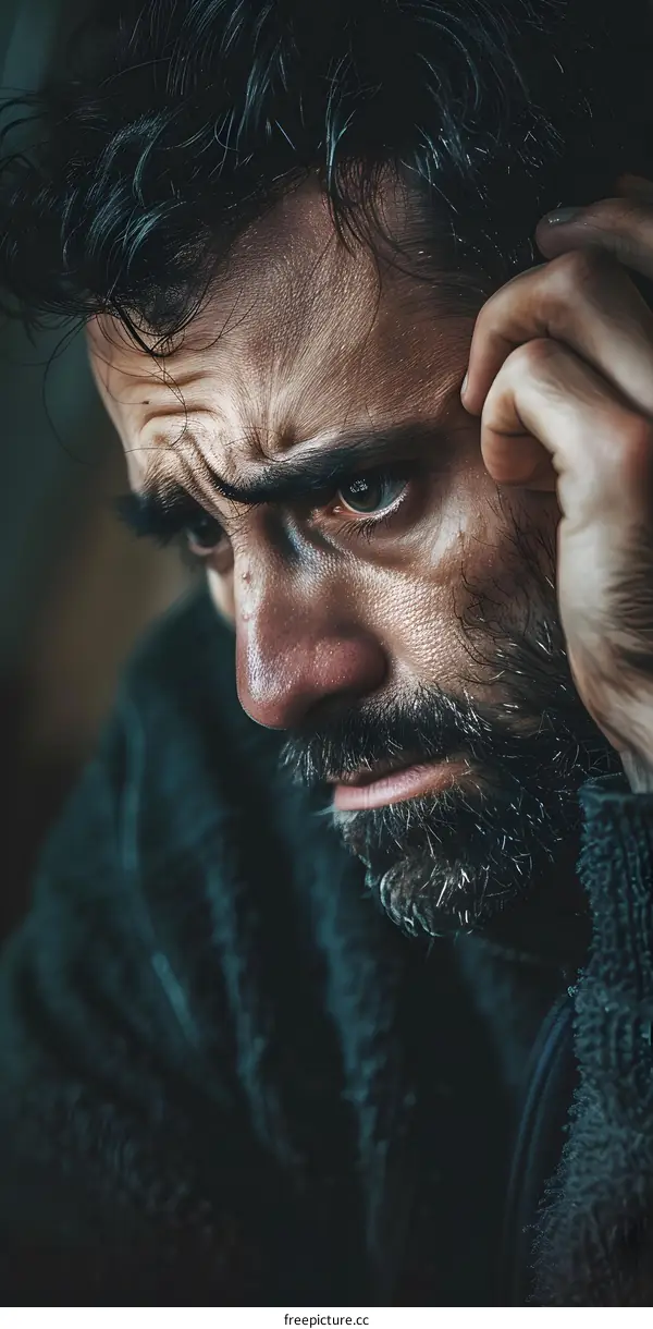 Portrait of a man with intense expression