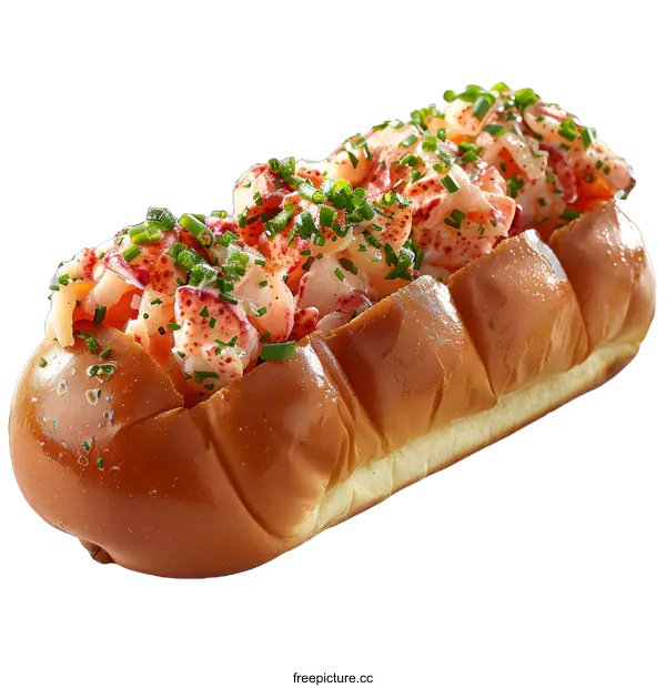 [Transparent Background PNG]A lobster roll with chives on a white background