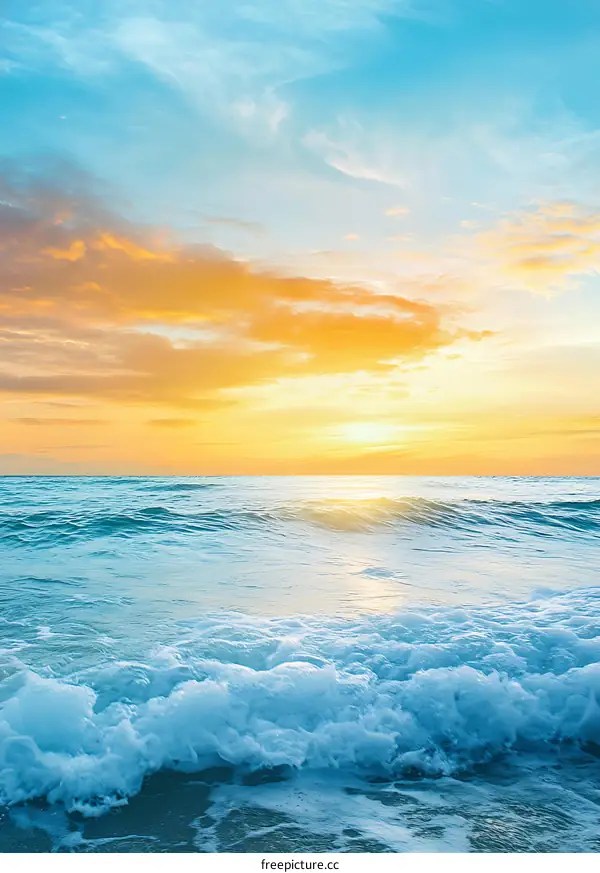 Beautiful Sunset Sea Ocean Wave