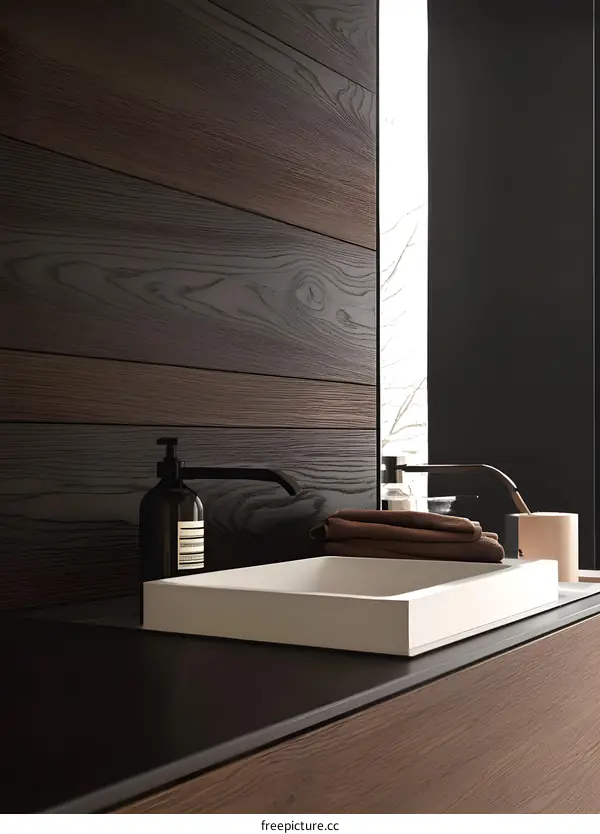 Modern Bathroom Interior Design With Wooden Wall