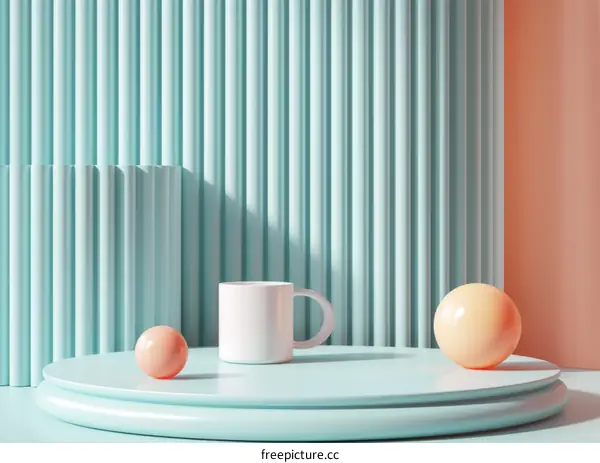 Minimalistic 3D Coffee Cup with Pink Sphere