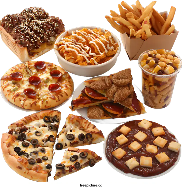 [Transparent Background PNG]Assortment of Delicious Fast Food