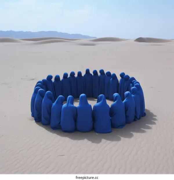 Blue figures in the desert
