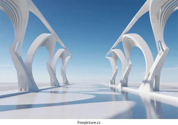 Modern Architectural Structure with Curved White Arches