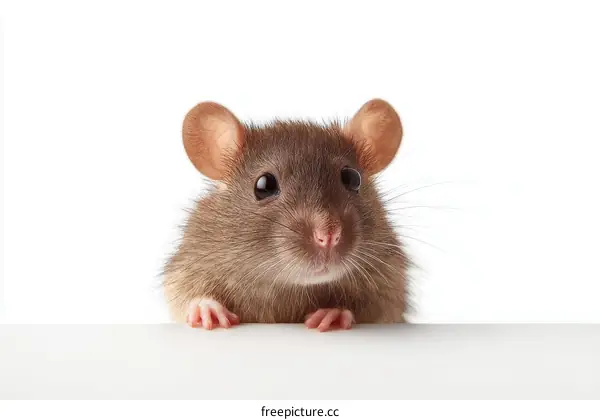 Close-up of a Rat Against a White Background