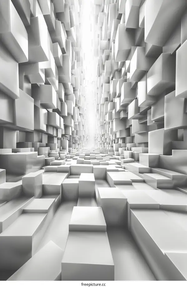 3D Rendering of a Long Futuristic White Hallway