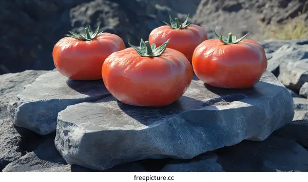 Fresh Red Tomatoes on Stones