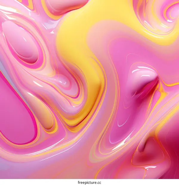 Colorful abstract painting with pink, yellow and white colors