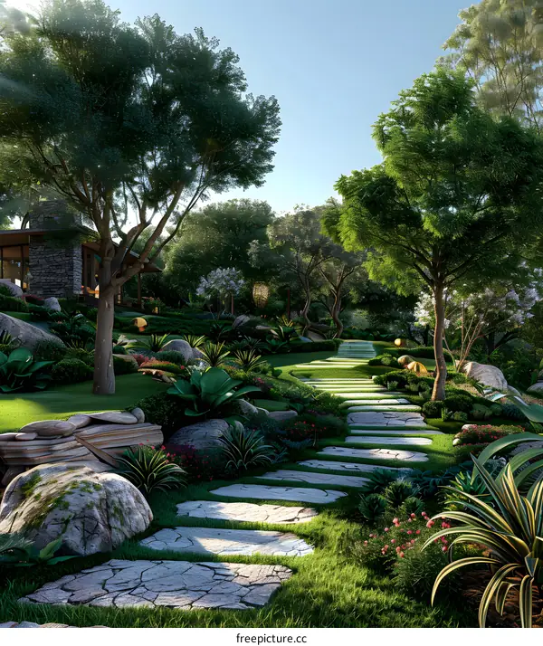 Garden path of a mountain villa