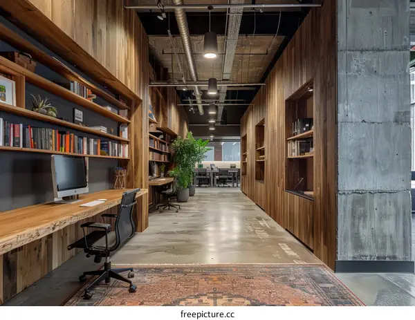 Office Space: Industrial Concrete and Wood