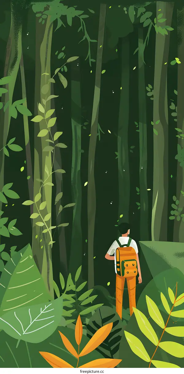 A Man Walking Through a Lush Green Forest