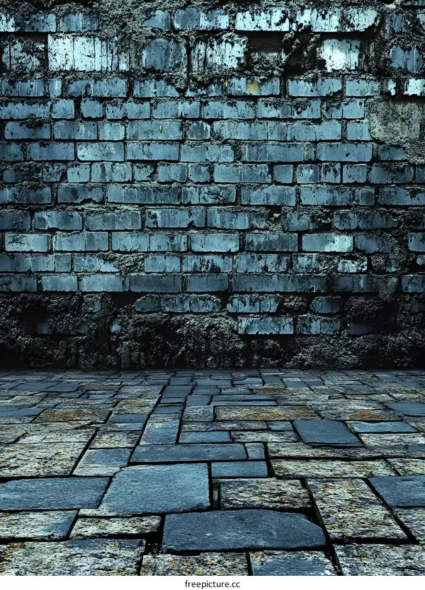 Old Brick Wall and Stone Floor Background