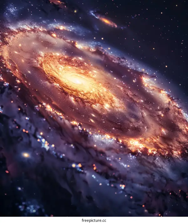 Celestial Spiral Galaxy with Stars and Cosmic Dust