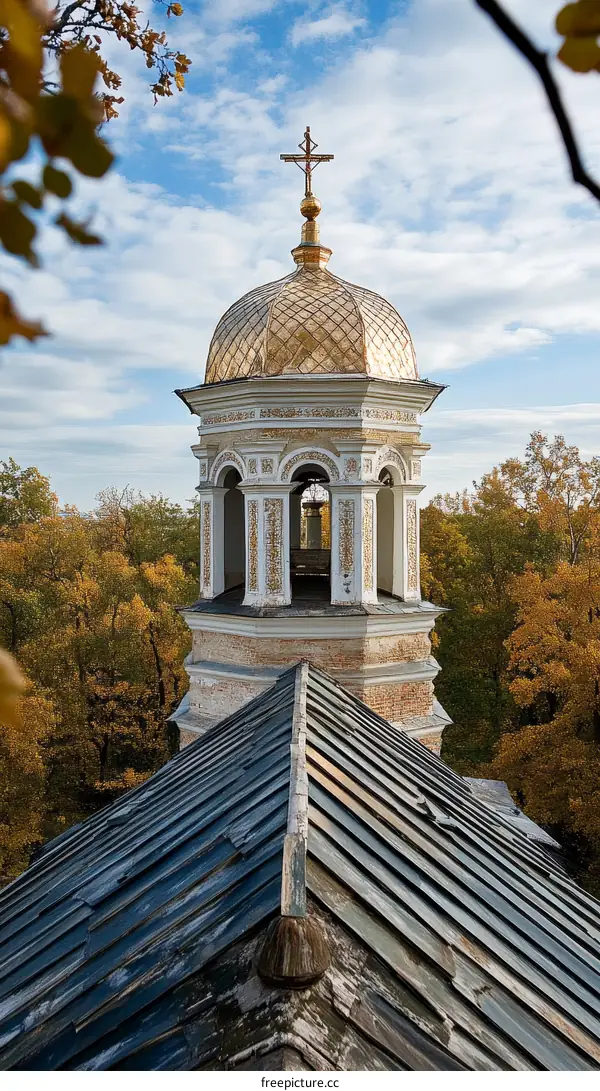 Ornate Golden Domed Church Steeple