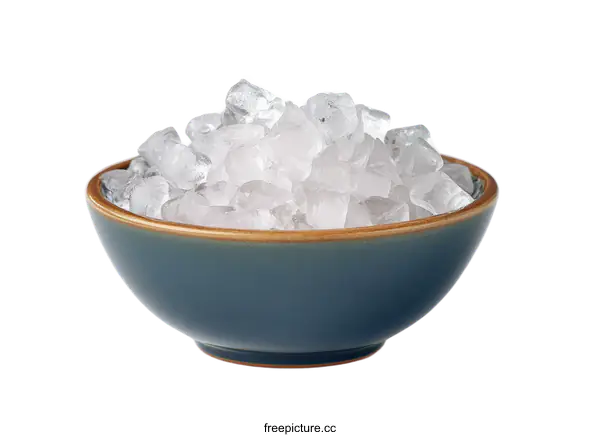 [Transparent Background PNG]Ice Cubes in a Blue Bowl