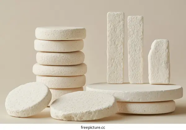 Abstract Composition of White Geometric Shapes